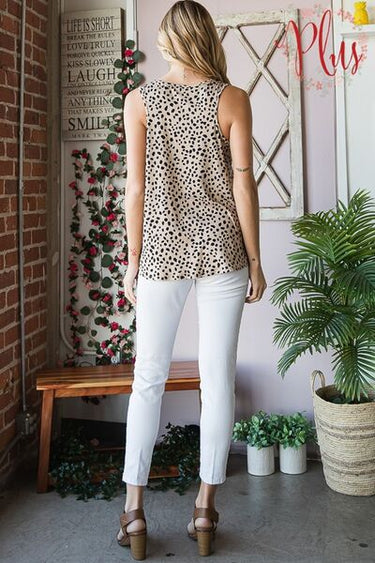 Front Button Animal Print Sleeveless Blouse
